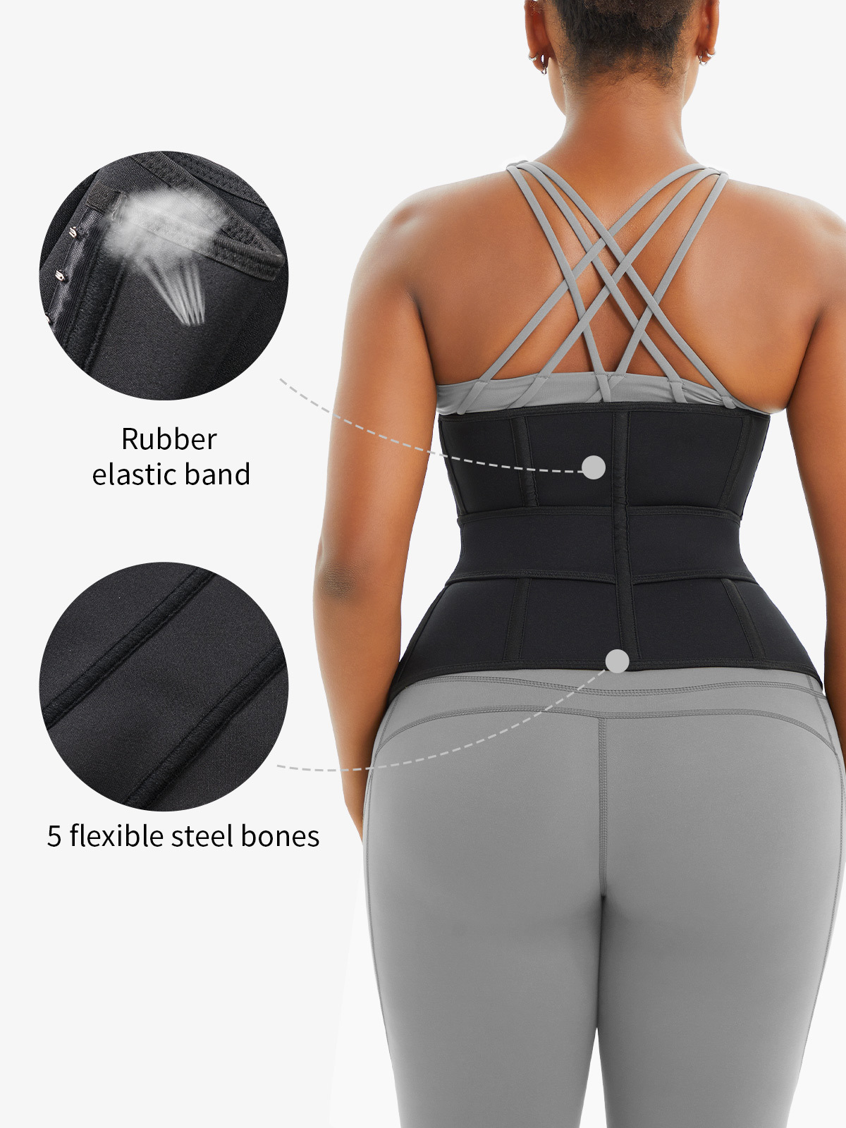 Nebility Women Workout Waist Trainer with 3 Straps-Nebility
