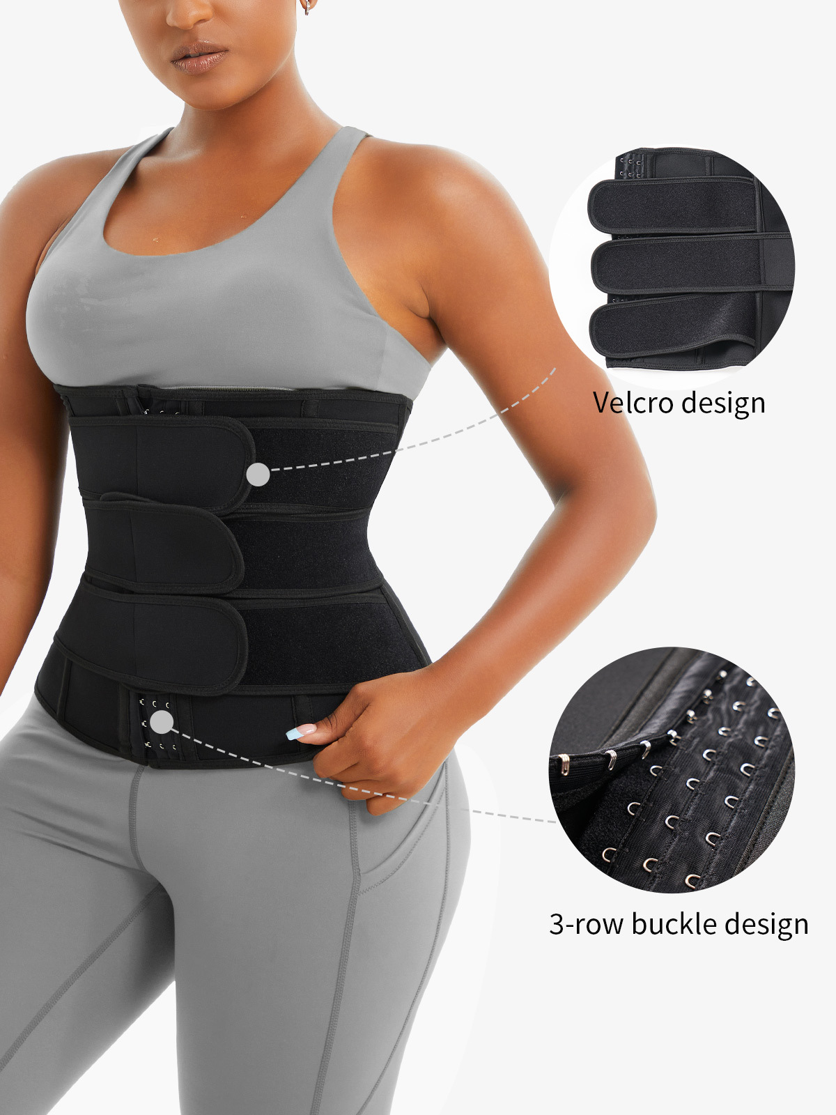 Nebility Women Workout Waist Trainer with 3 Straps-Nebility