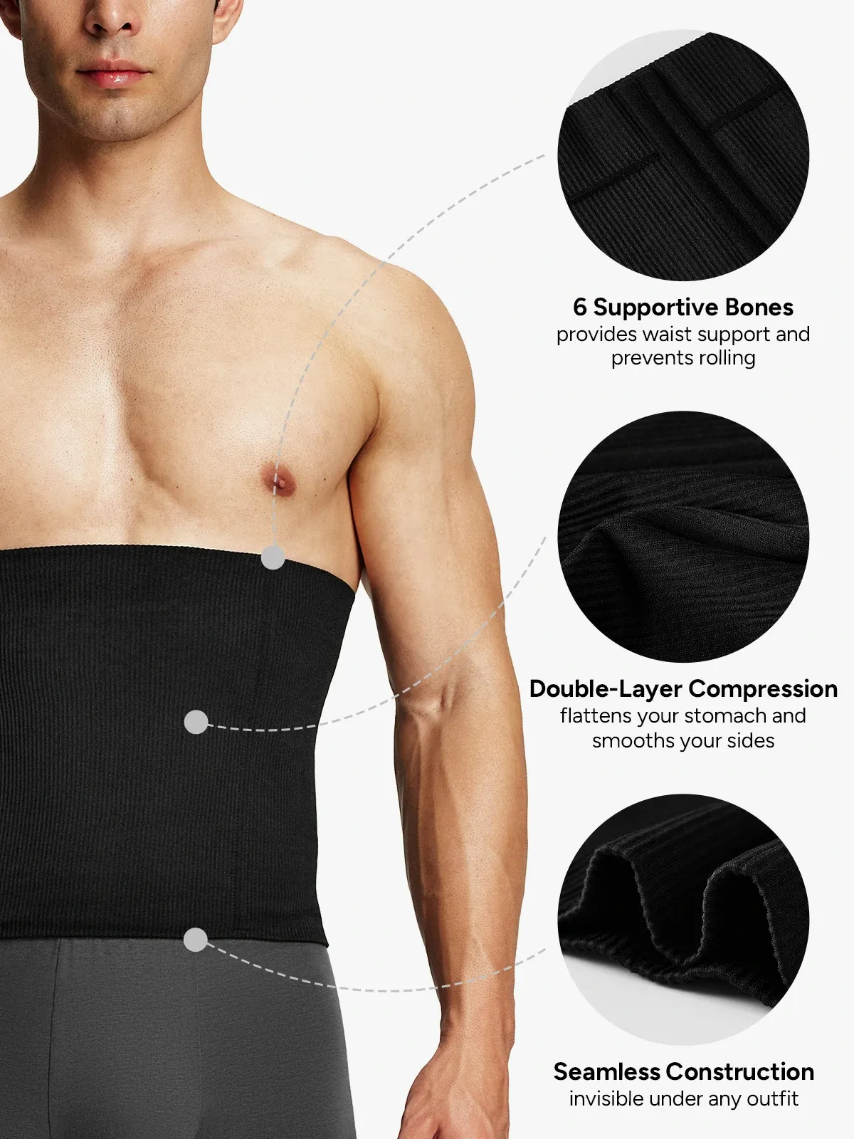 Men's Seamless Boning Support Waist Cincher