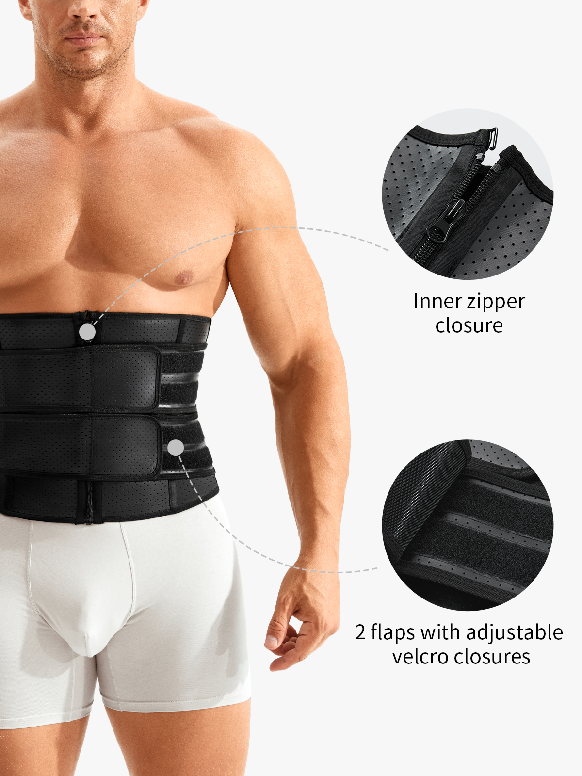 Zipper Tummy Control Sweat Waist Trainer Belt