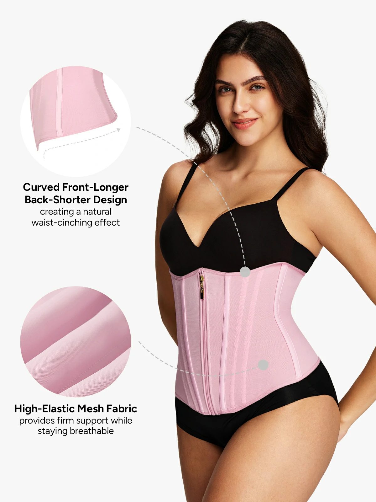 Zipper Steel Bone Support Waist Cincher