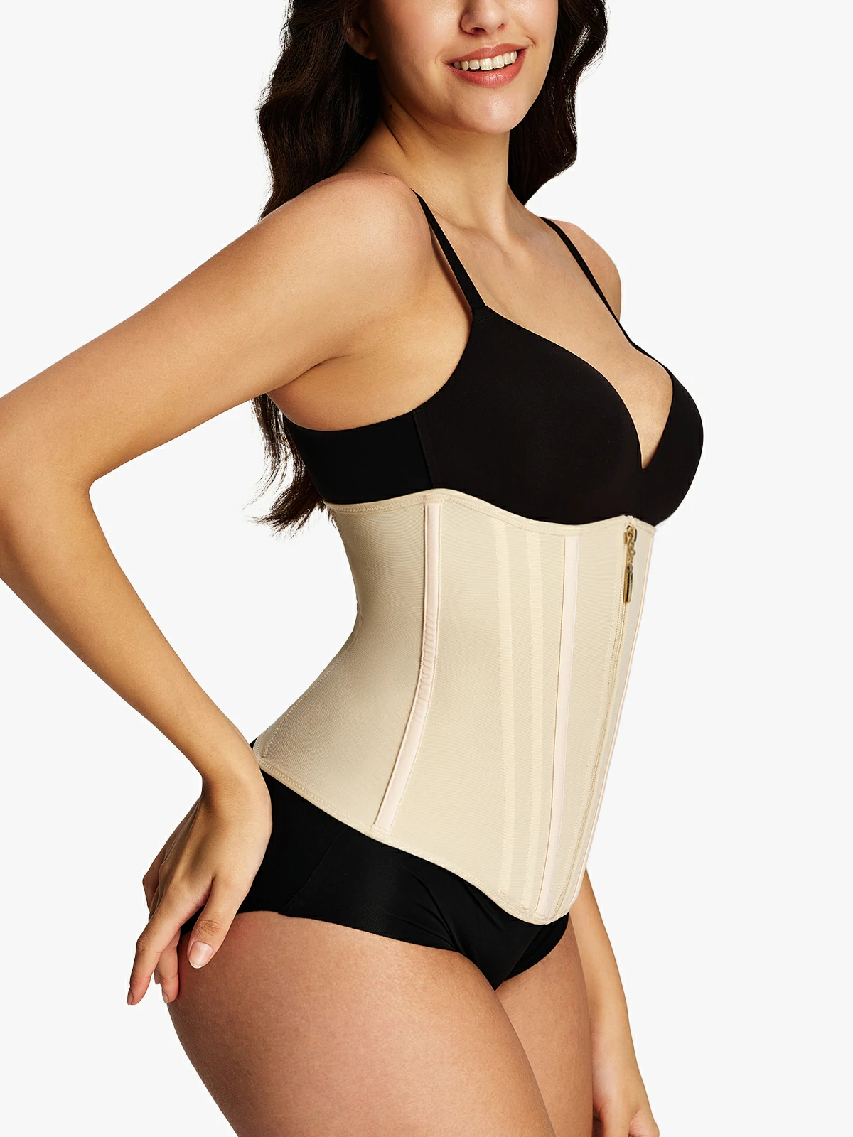 Zipper Steel Bone Support Waist Cincher