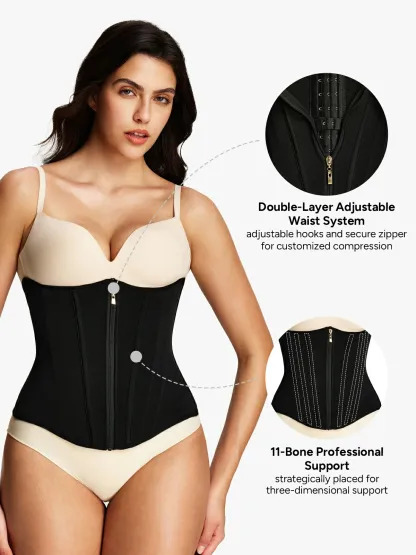 Zipper Steel Bone Support Waist Cincher