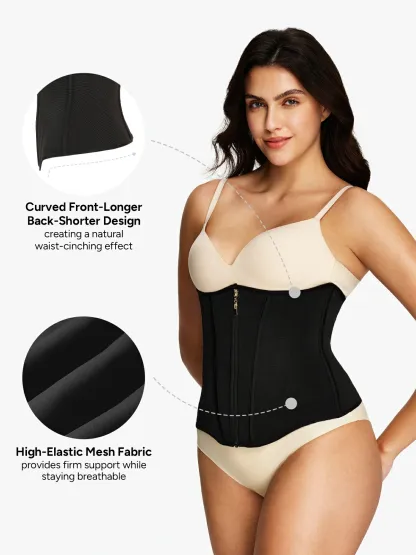 Zipper Steel Bone Support Waist Cincher