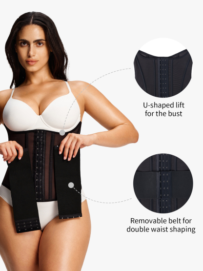 Sheer Mesh Double Tummy Control Waist Cincher