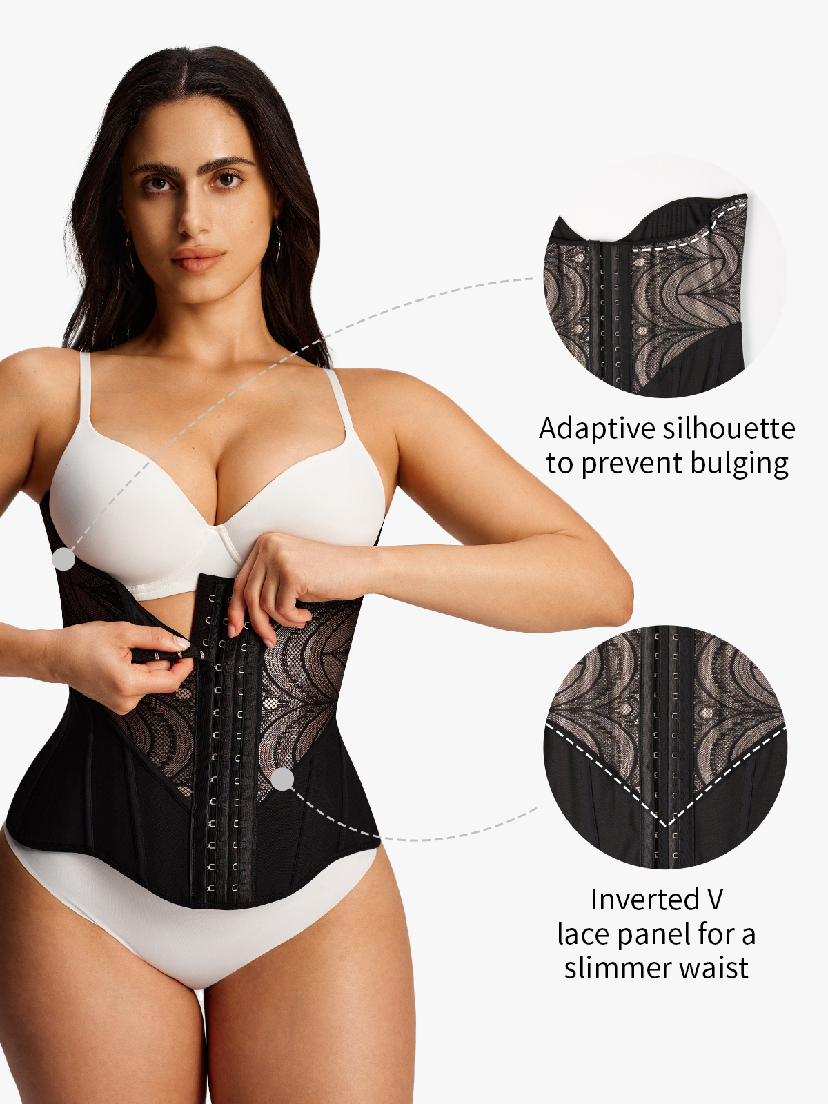 Lace Patch Steel-Bone Support Tummy Control Waist Cincher