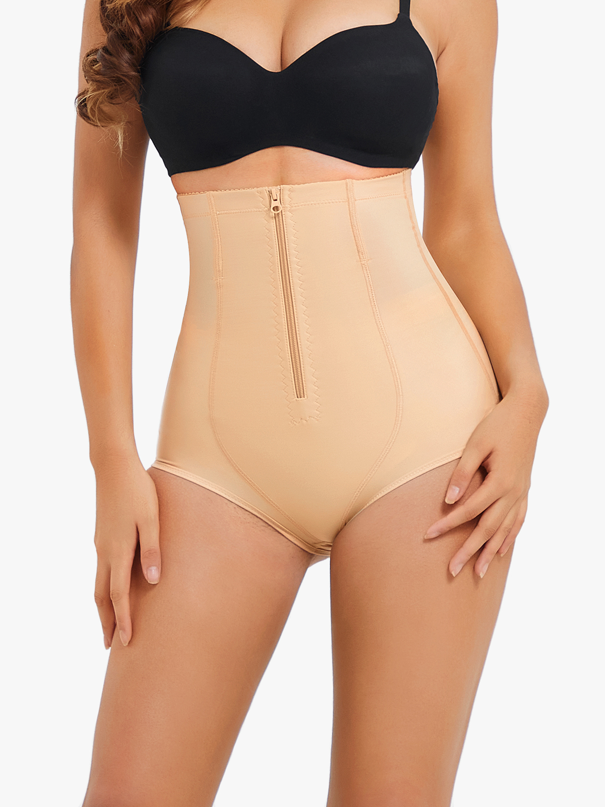 Nebility High Waist Front Zipper Body Shaper-Nebility