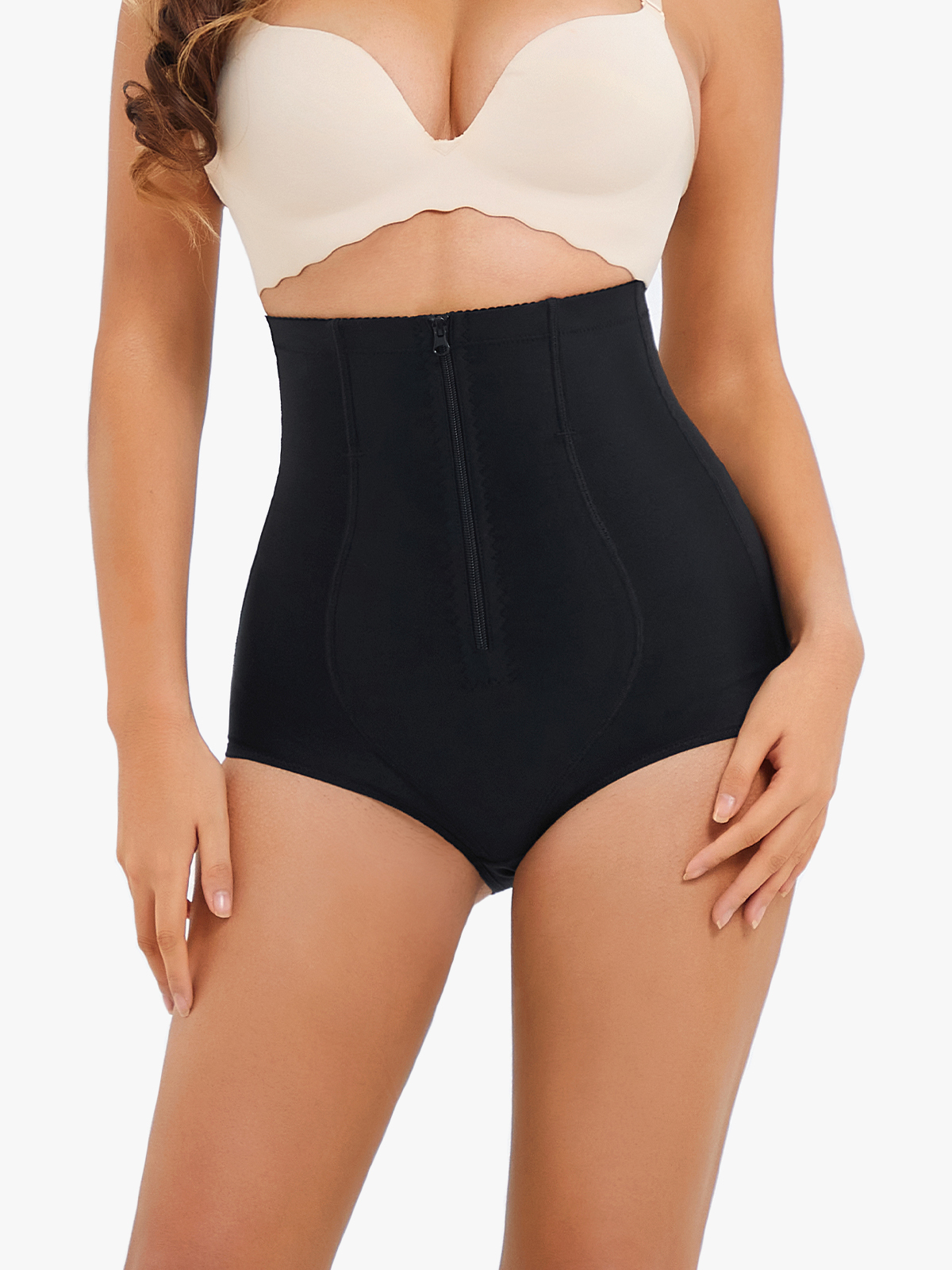Nebility High Waist Front Zipper Body Shaper-Nebility