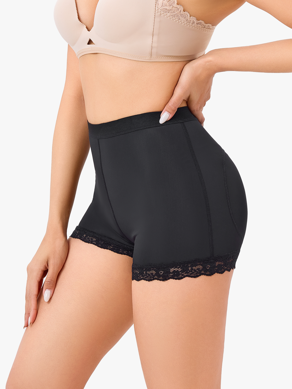 Lace Trim Butt Shapewear with Removable Pads