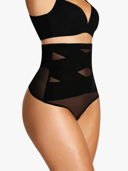 Mesh High-Waist Tummy Control Thong 