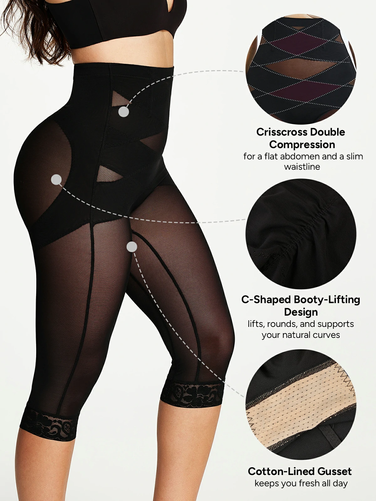 Mesh Tummy Control Shaping Capri