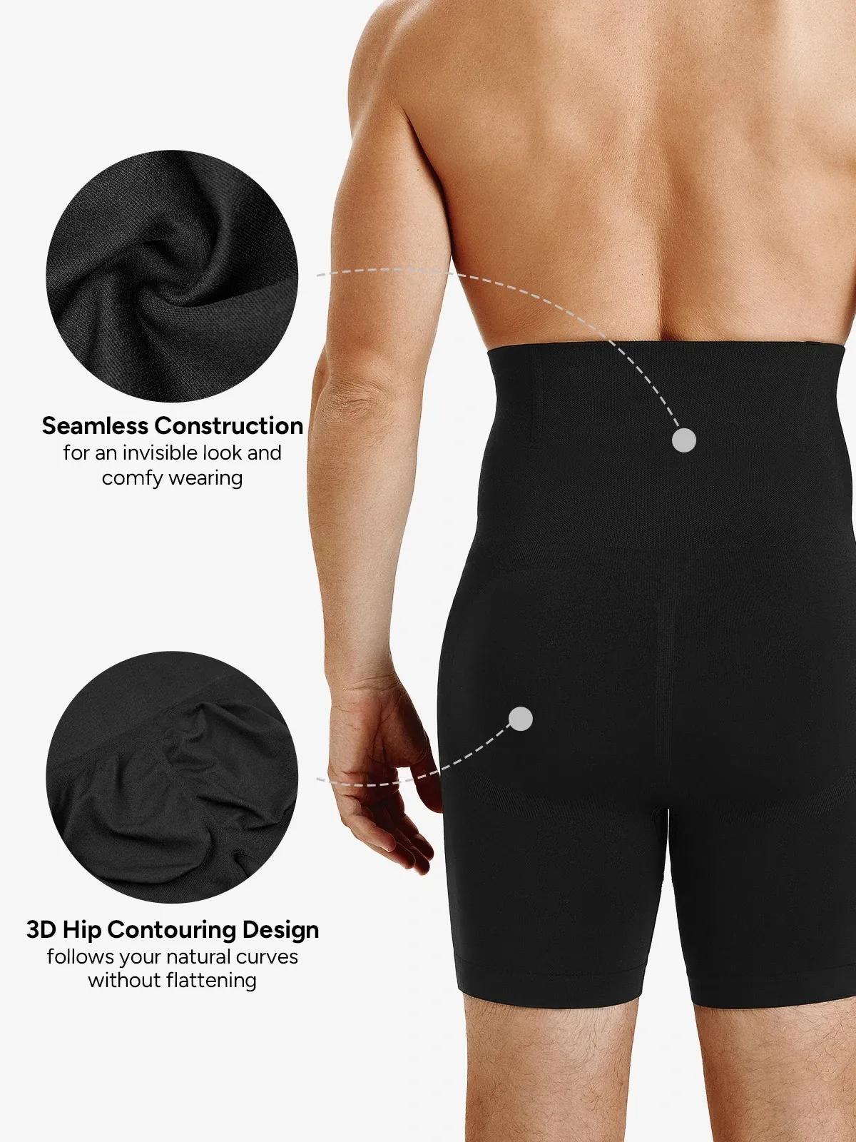 Men's Seamless High-Waist Boning Support Shorts