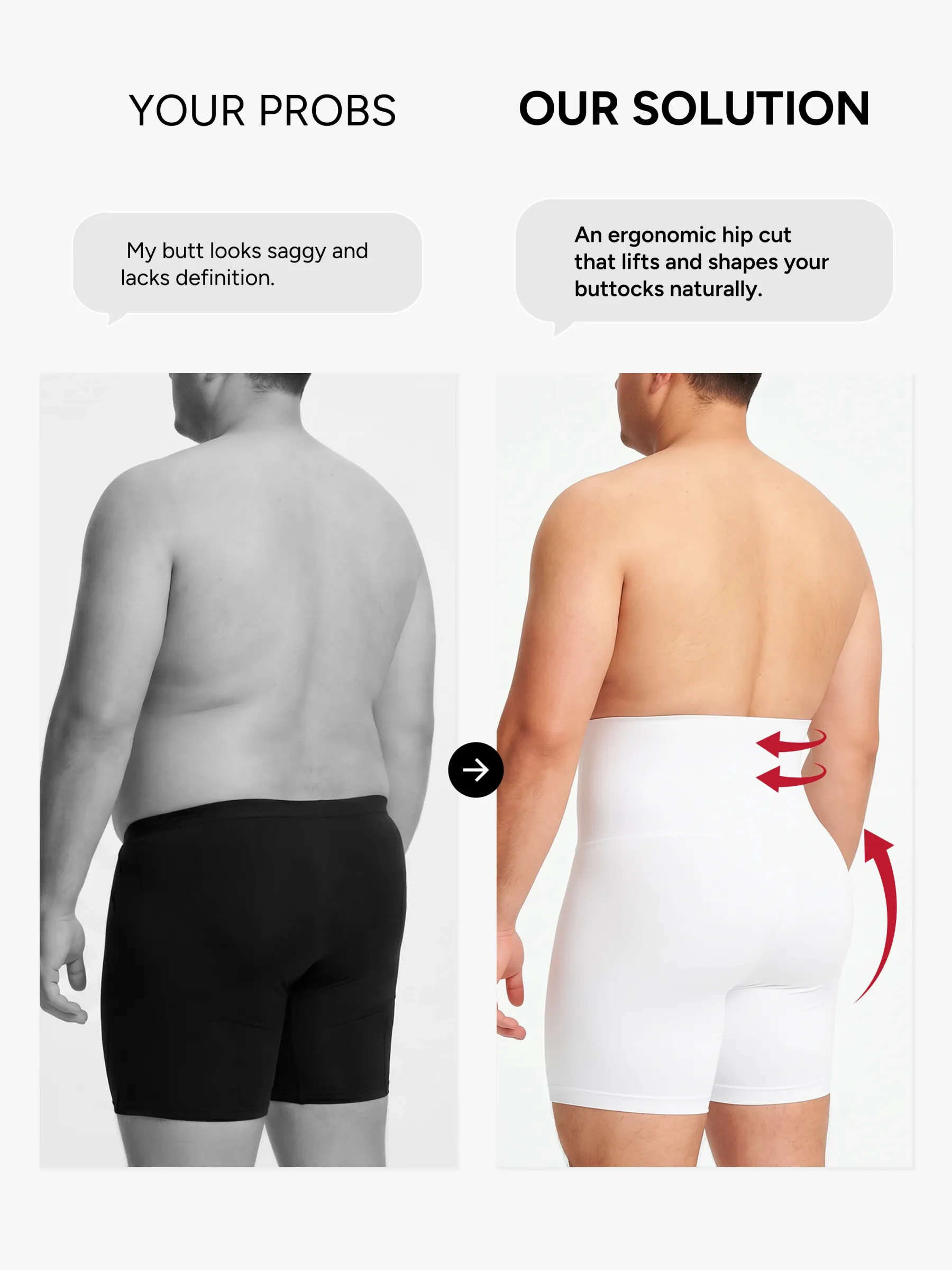 Men's Seamless High-Waist Boning Support Shorts 