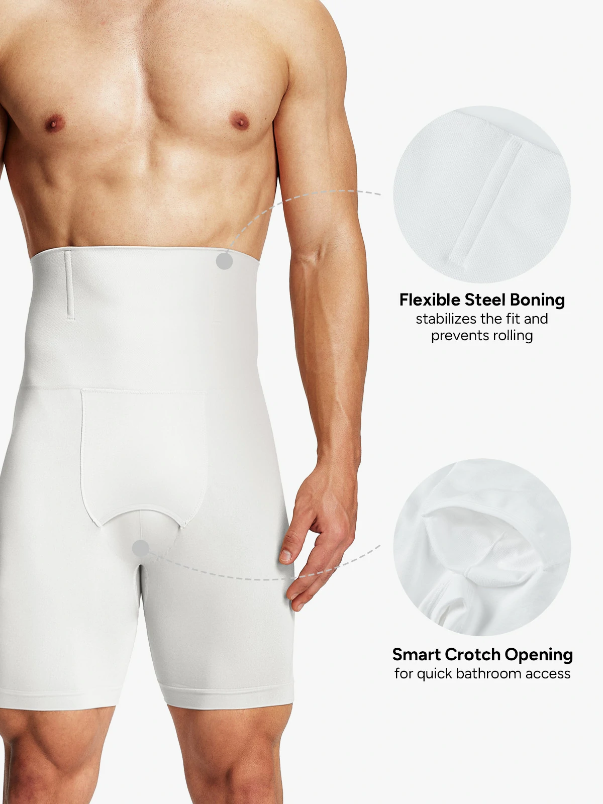 Men's Seamless High-Waist Boning Support Shorts