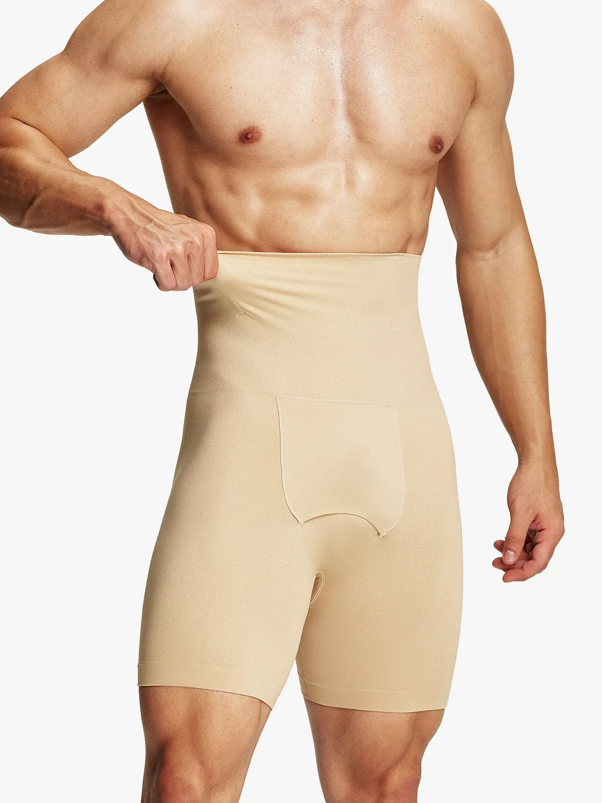 Men's Seamless High-Waist Boning Support Shorts 