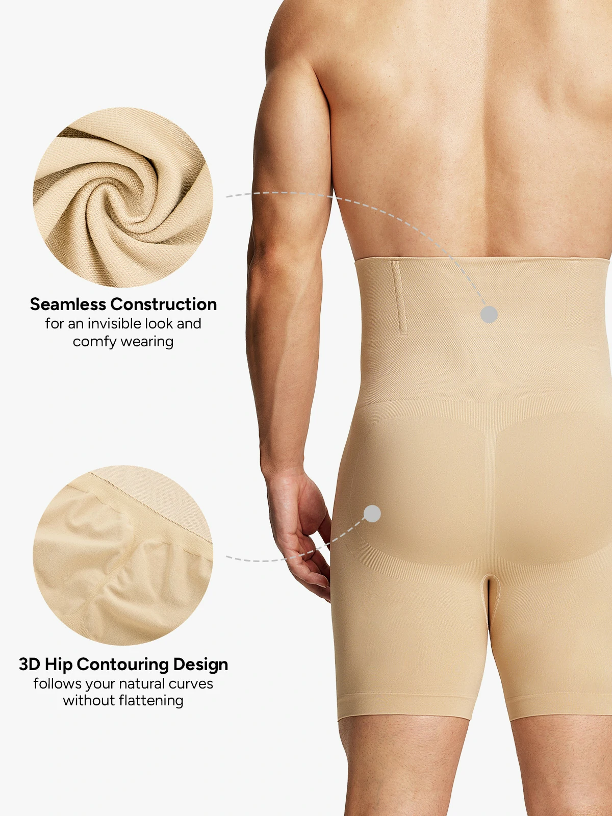 Men's Seamless High-Waist Boning Support Shorts 