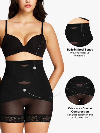 Mesh High-Waist Mid Thigh Short