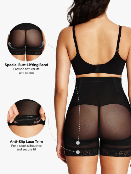 Mesh High-Waist Mid Thigh Short