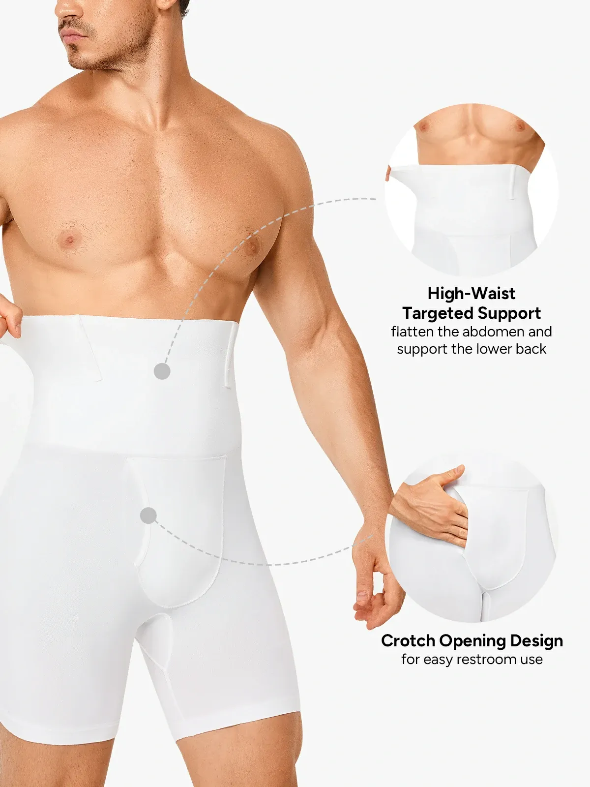 High Waist Steel Boning Support Shorts for Men