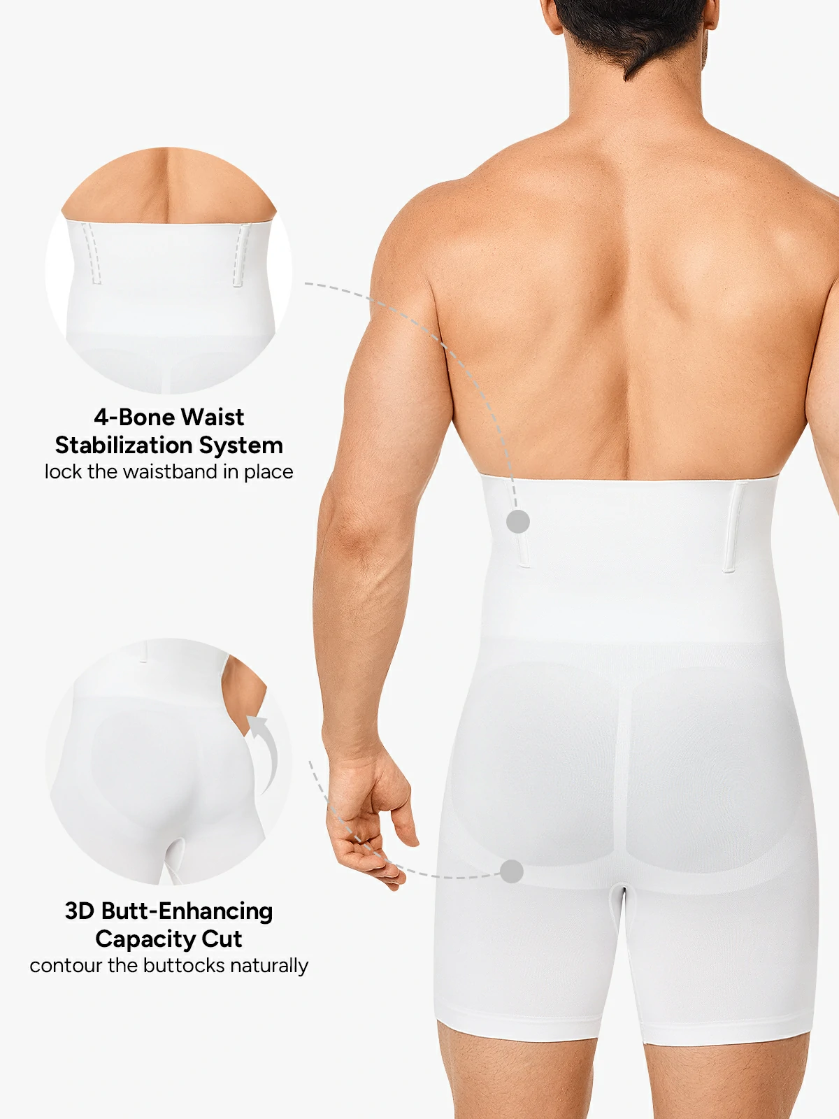 High Waist Steel Boning Support Shorts for Men