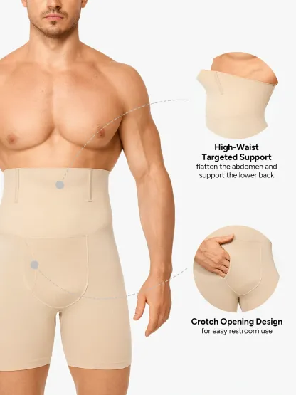 High Waist Steel Boning Support Shorts for Men