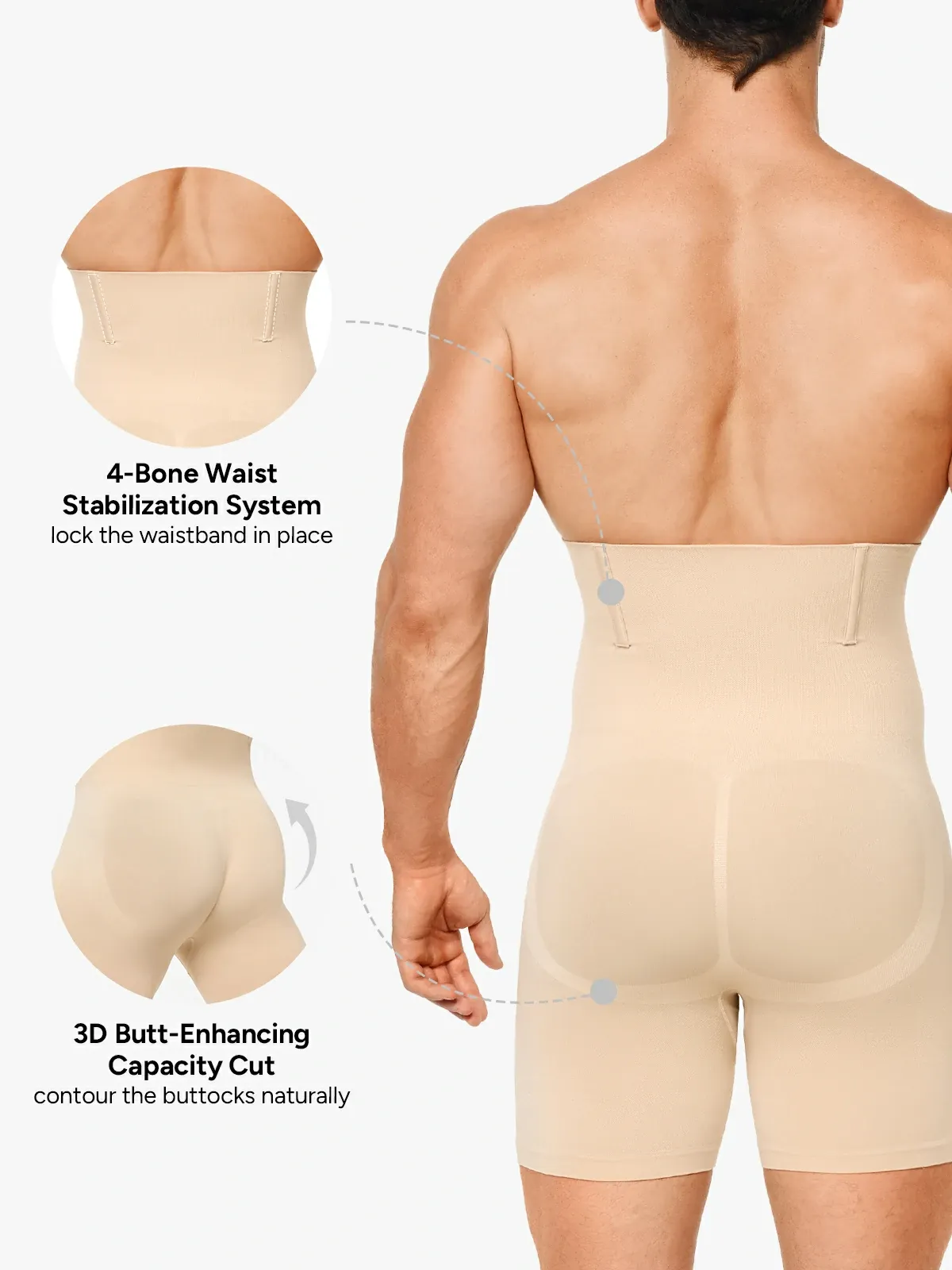 High Waist Steel Boning Support Shorts for Men