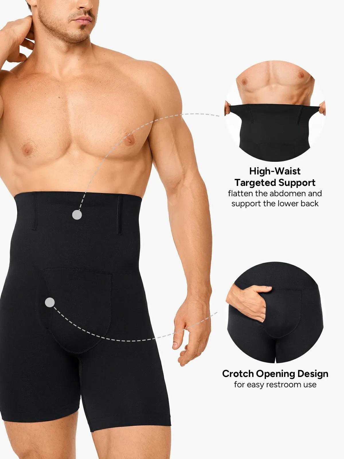 High Waist Steel Boning Support Shorts for Men