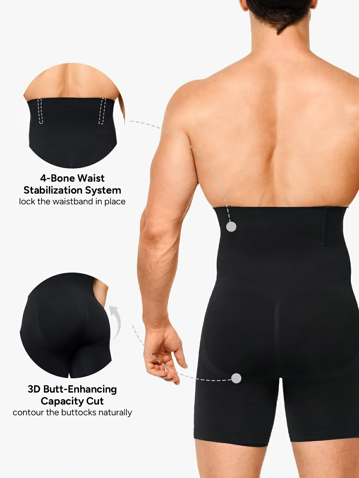 High Waist Steel Boning Support Shorts for Men