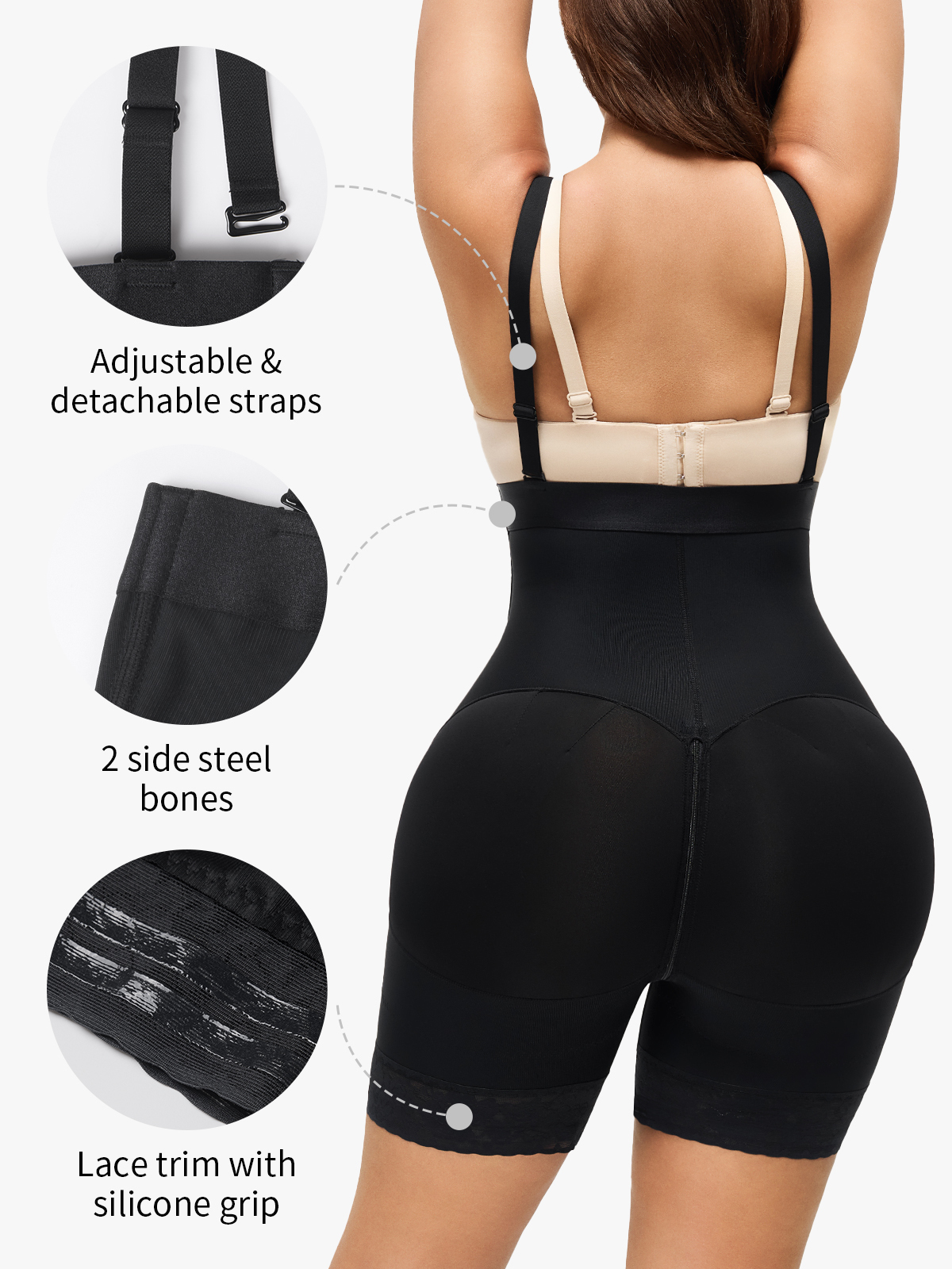 High Waist Butt Lifting Lace Trimmed Shapewear Control Panties