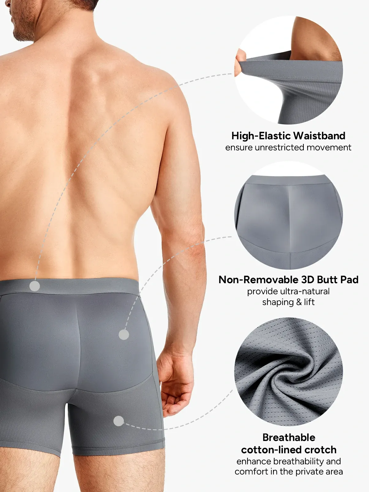 Mid-Waist Padded Butt Lifting Boxer for Men