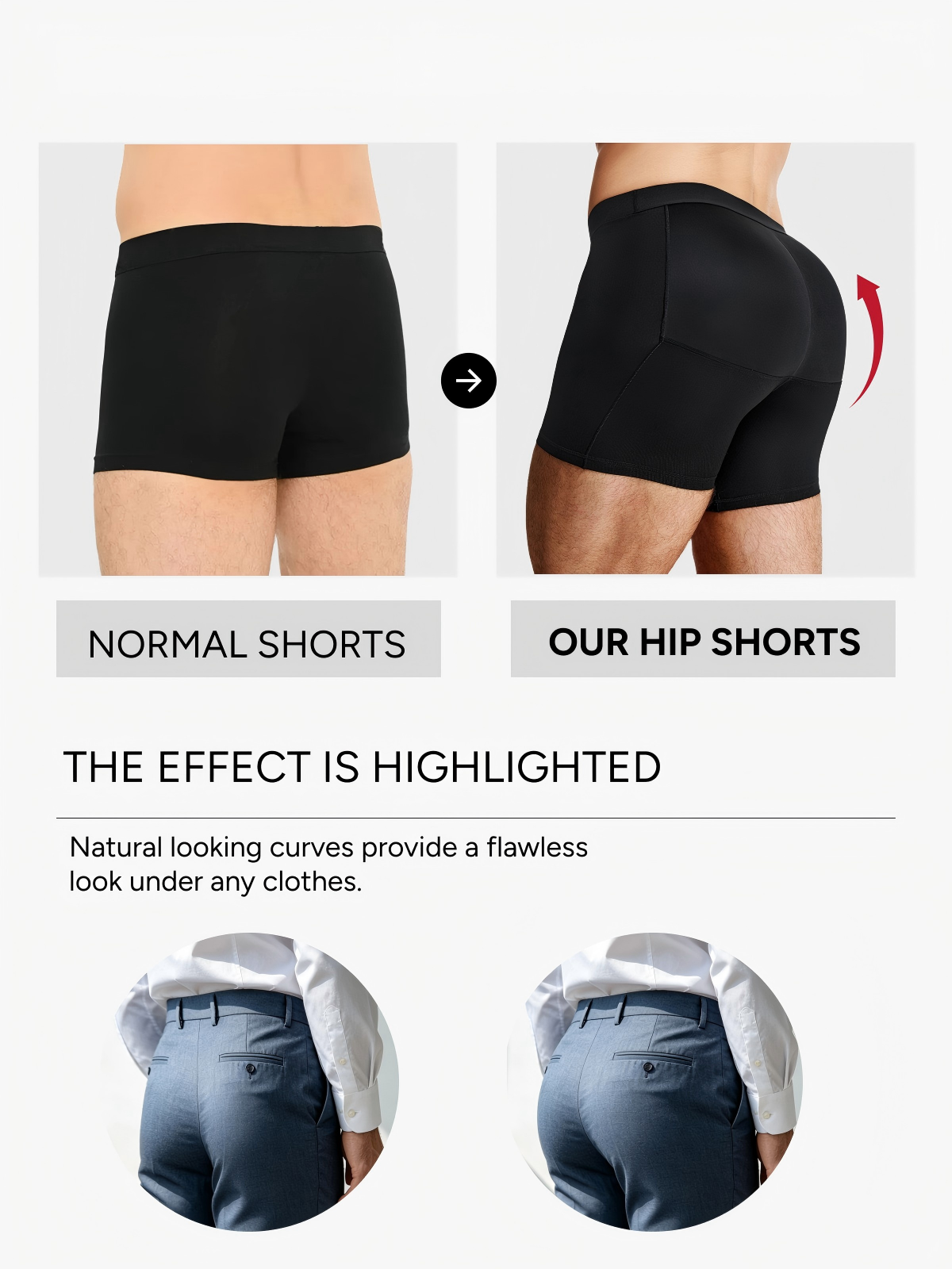 Mid-Waist Padded Butt Lifting Boxer for Men