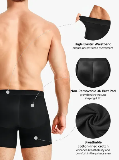 Mid-Waist Padded Butt Lifting Boxer for Men