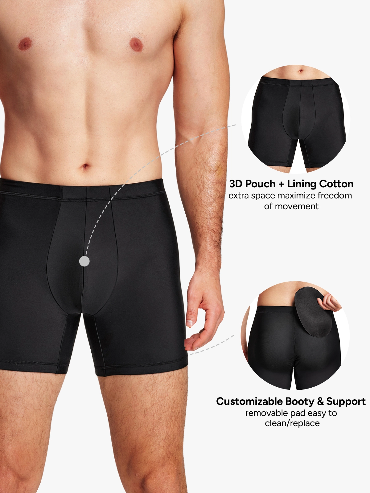 Mid-Rise Butt Lifting Shapewear Shorts for Men
