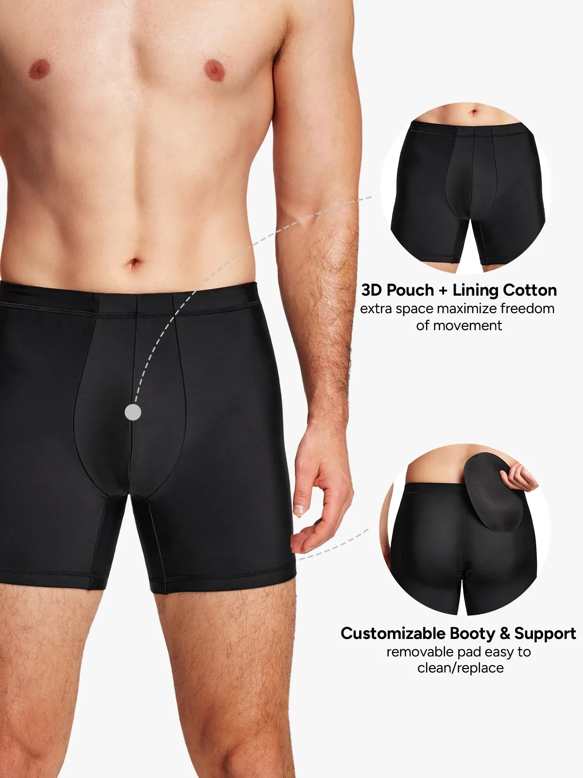 Mid-Rise Butt Lifting Shapewear Shorts for Men