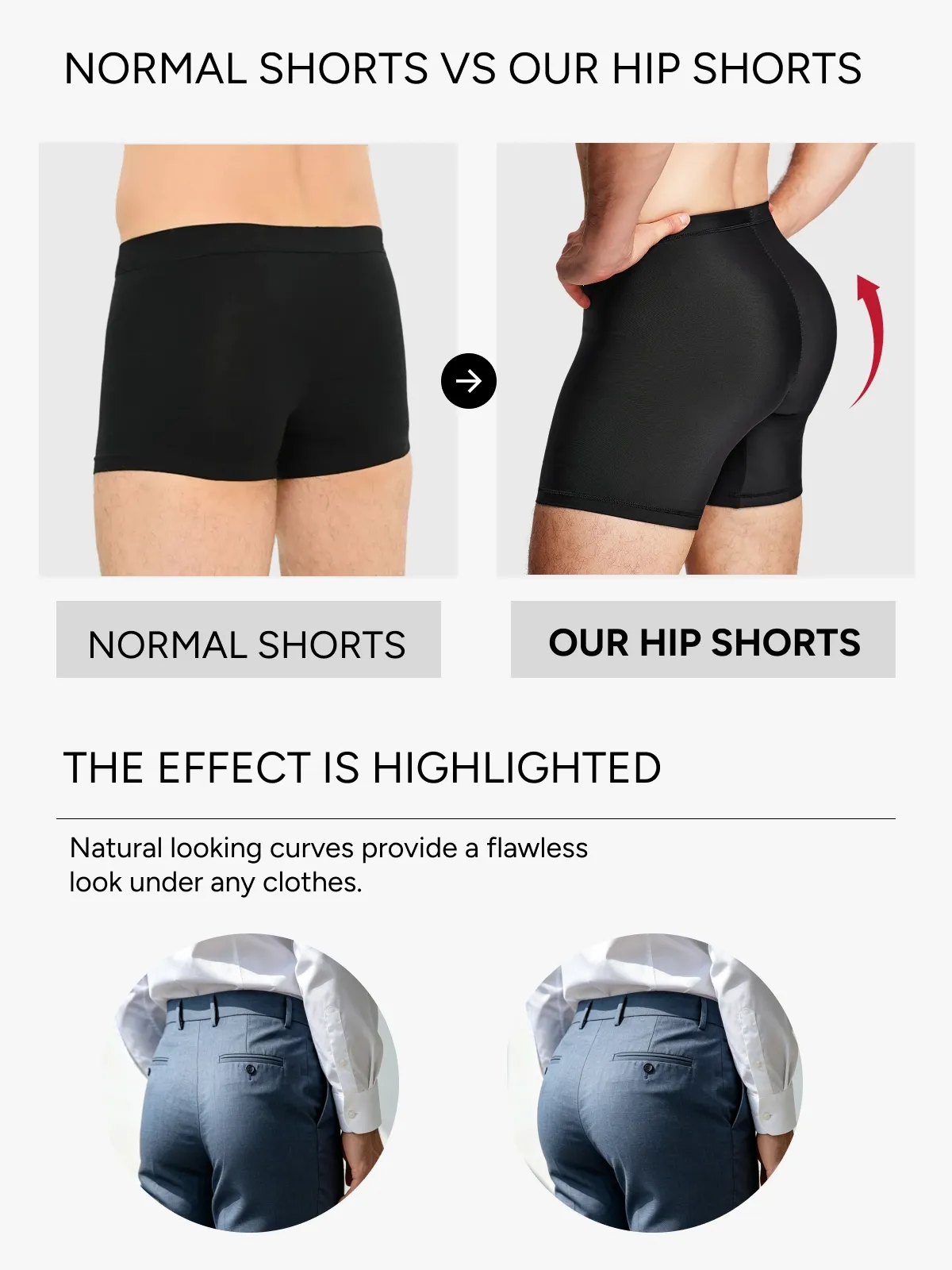 Mid-Rise Butt Lifting Shapewear Shorts for Men