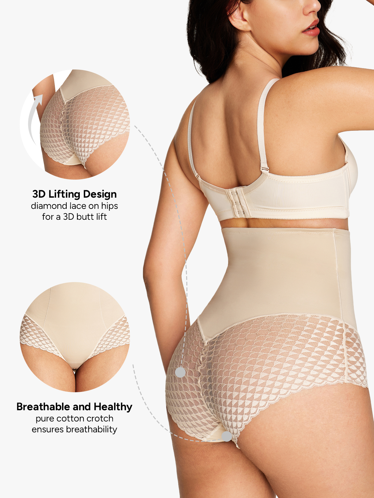 Lace Patch High Waist Tummy Control Panty