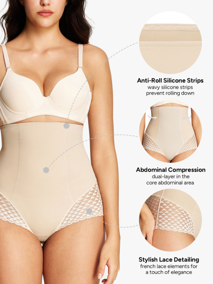 Lace Patch High Waist Tummy Control Panty