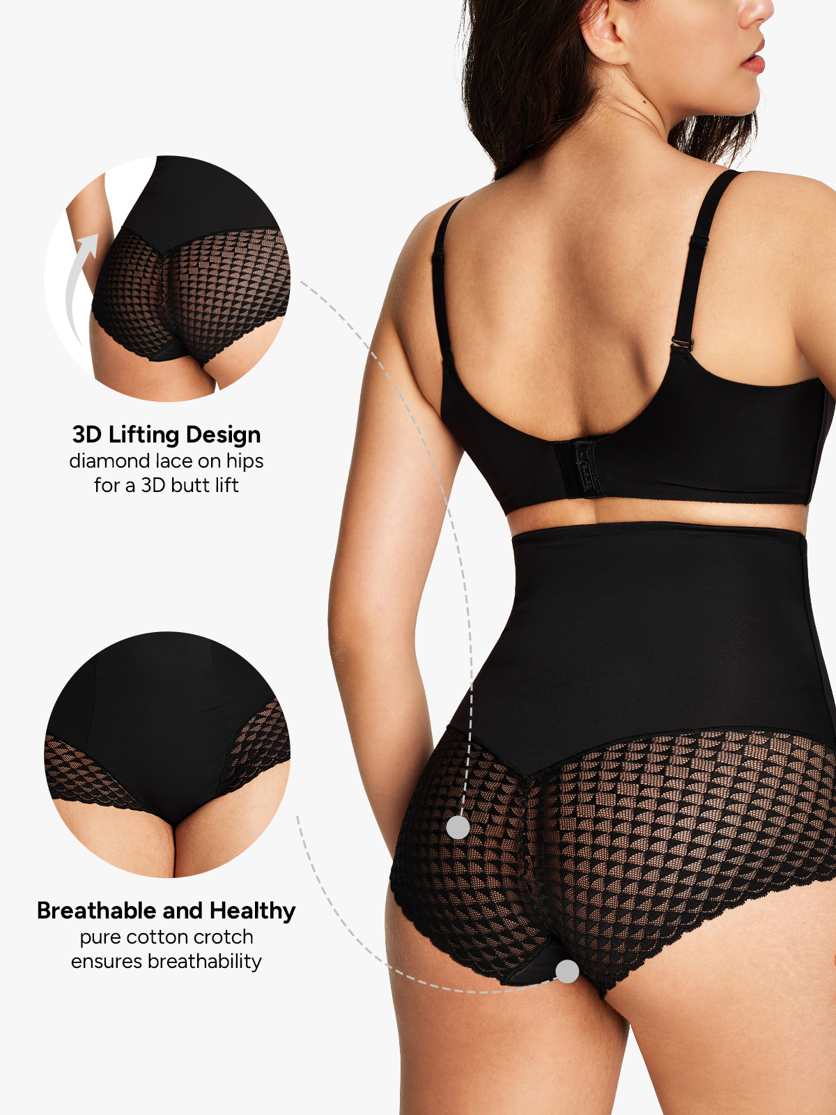 Lace Patch High Waist Tummy Control Panty