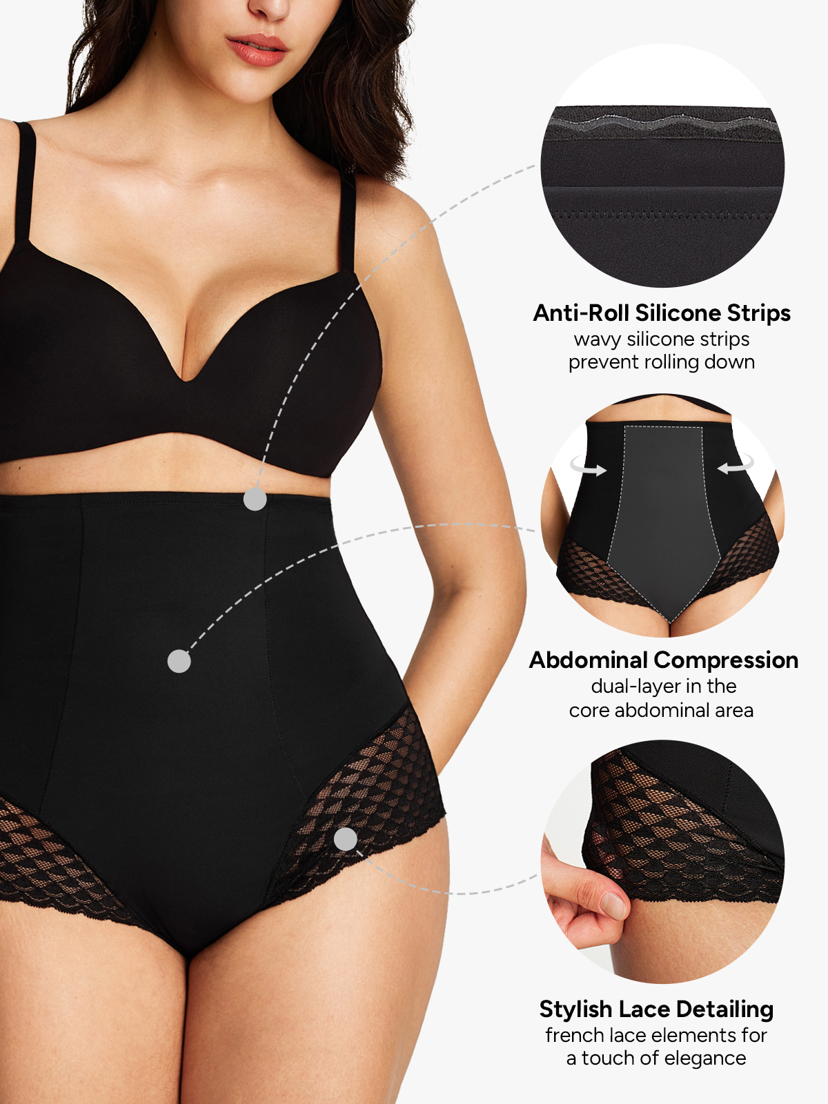 Lace Patch High Waist Tummy Control Panty