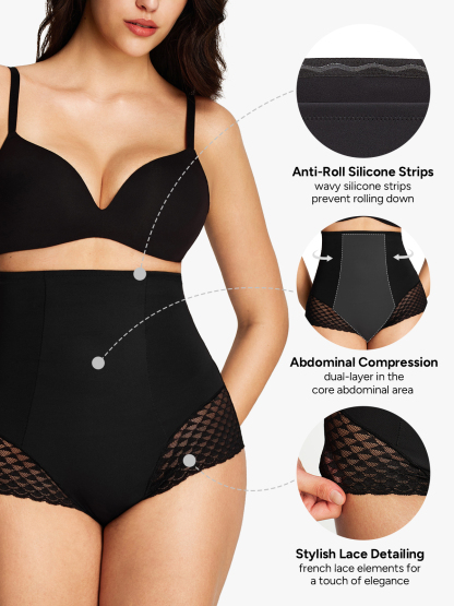 Lace Patch High Waist Tummy Control Panty