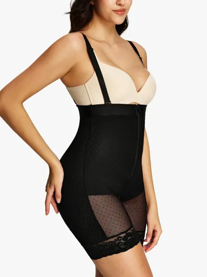 High Waist Zipper Polka Dot Shorts