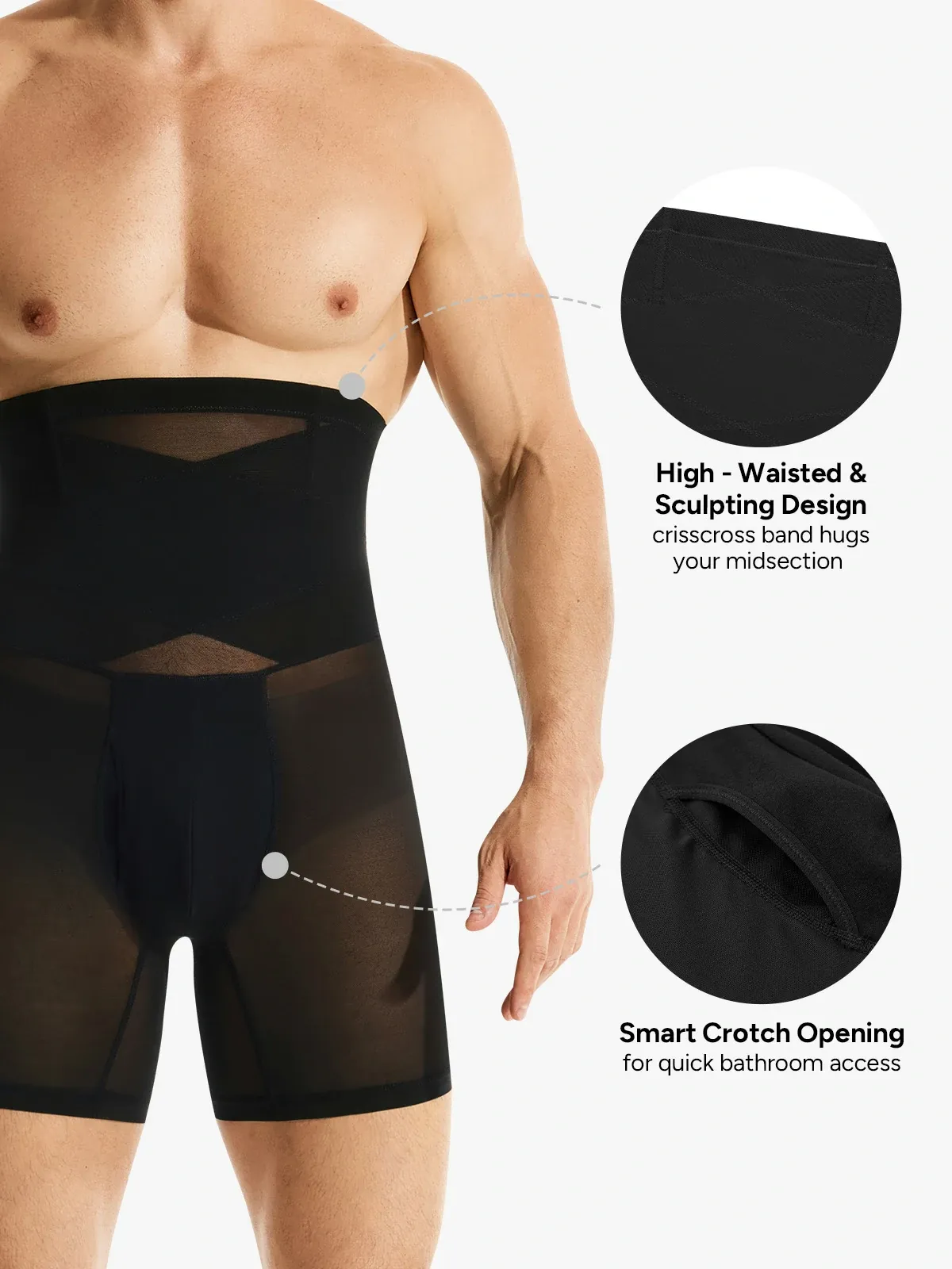 Mesh High-Waisted Padded Shorts for Men