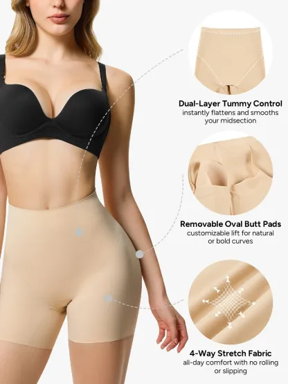 Mid-Rise Butt Enhancement Shorts