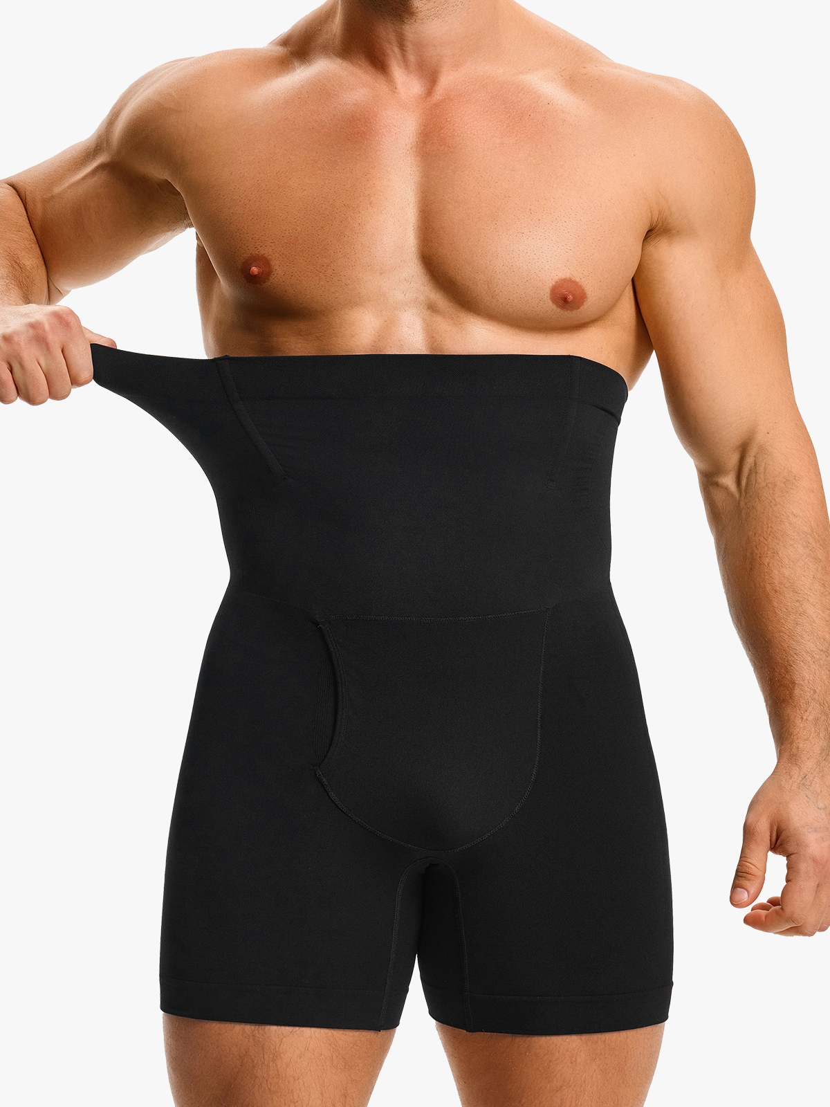 Men's High Waist Body Shaper Shorts with Steel Boning Support