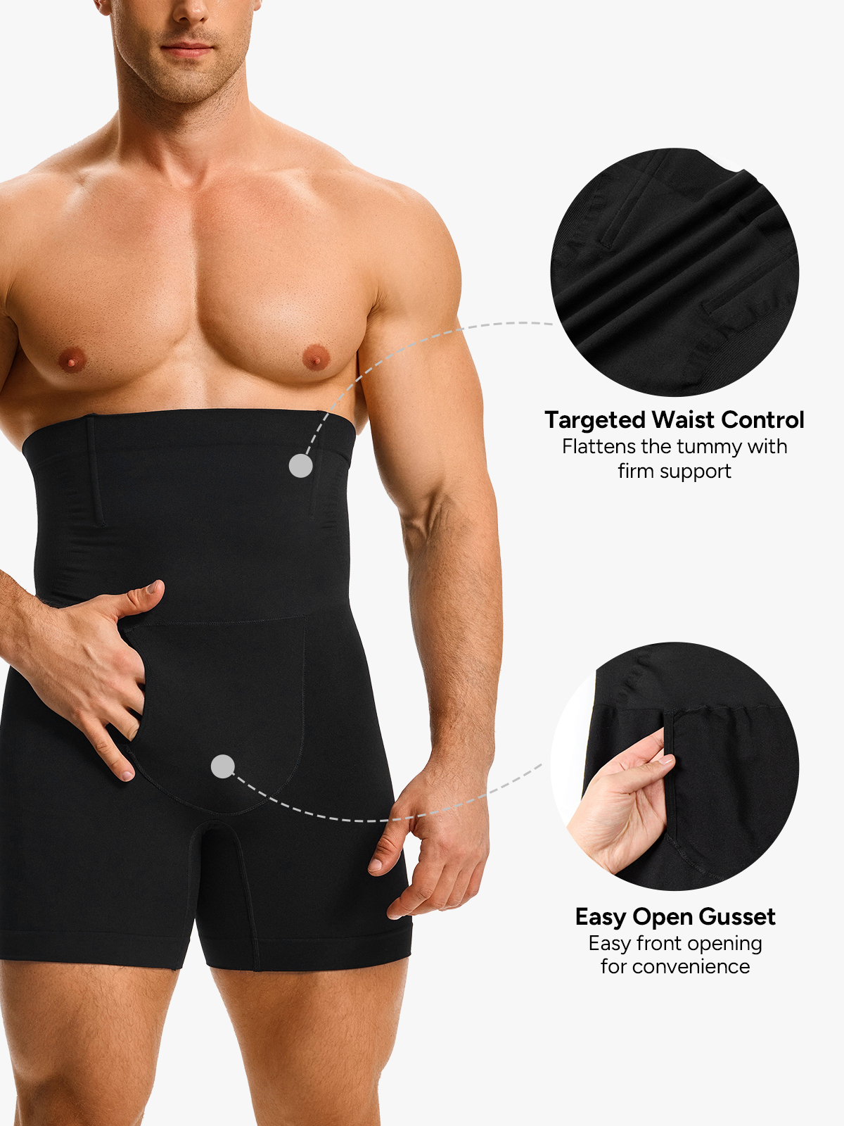 Men's High Waist Body Shaper Shorts with Steel Boning Support
