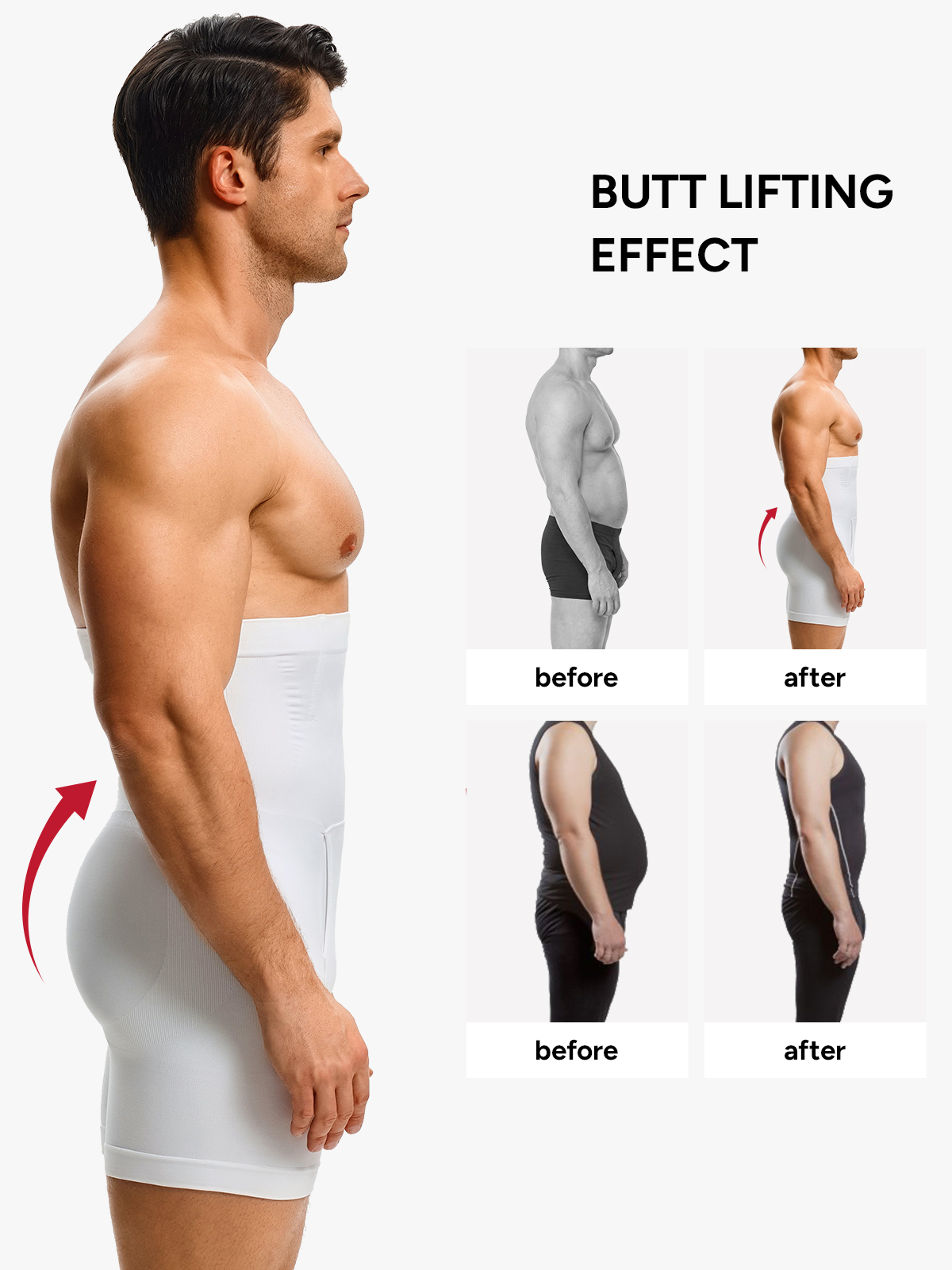 Men's High Waist Body Shaper Shorts with Steel Boning Support
