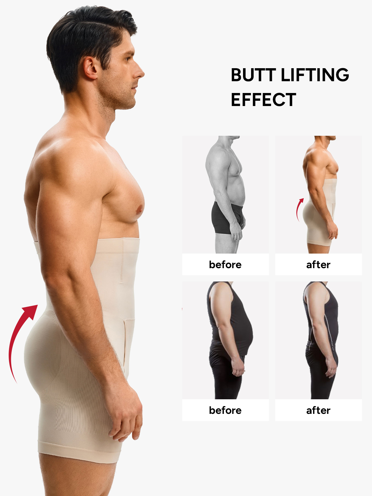 Men's High Waist Body Shaper Shorts with Steel Boning Support