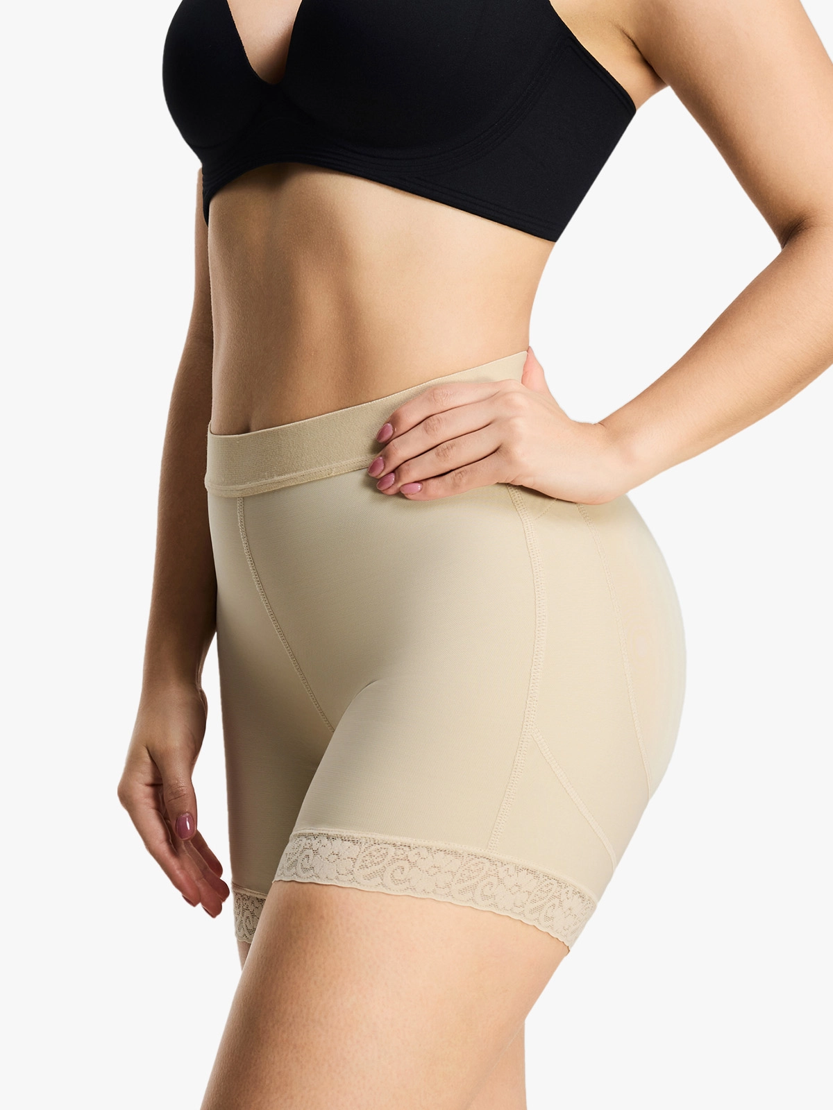 Mid-Rise Butt Lifting Lace Shorts