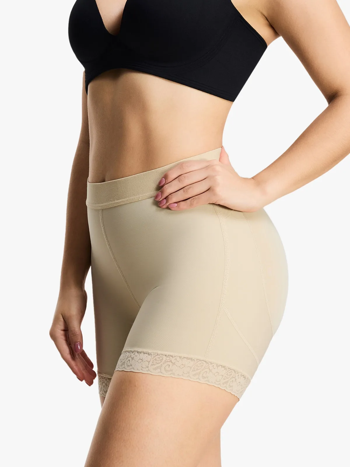 Mid-Rise Butt Lifting Lace Shorts