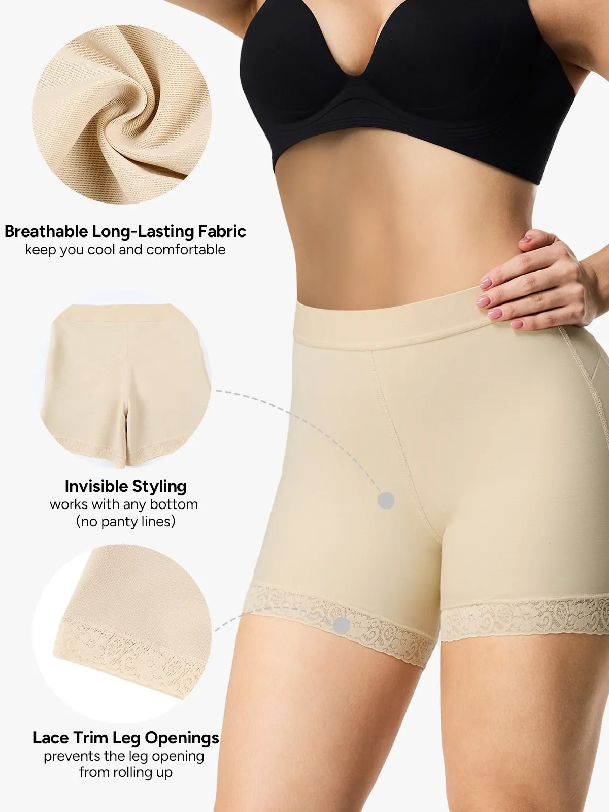 Mid-Rise Butt Lifting Lace Shorts